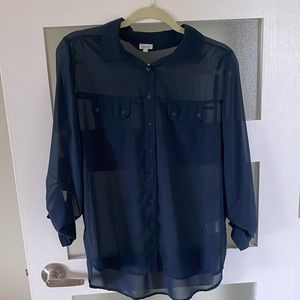 Sheer dark blue blouse